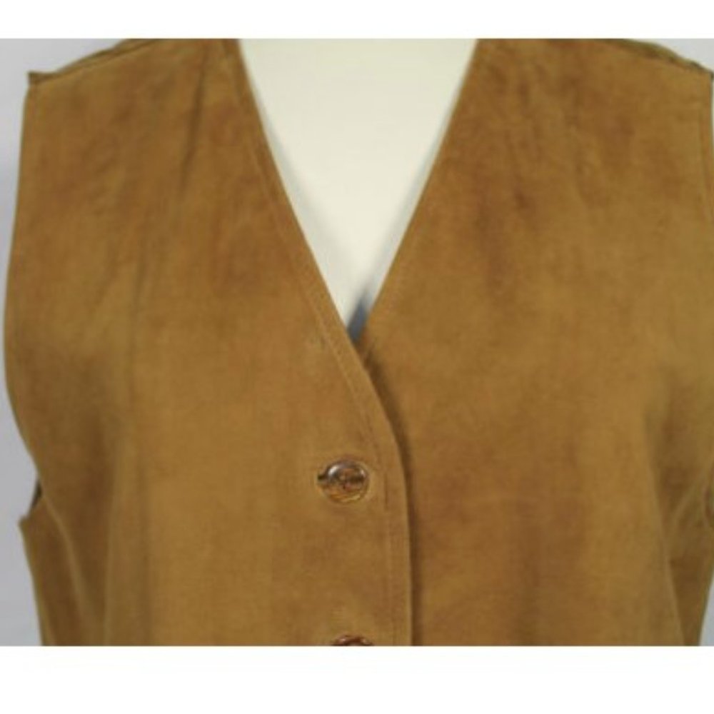 Vintage Fenwick Camel Suede Vest Boho sz L - Picture 4 of 5